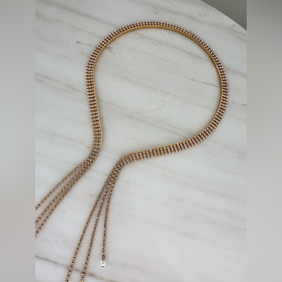 Lelet NY Emily Fringe Tassle Headband Crystal & Pearl Luxury Hair Accessory Gold